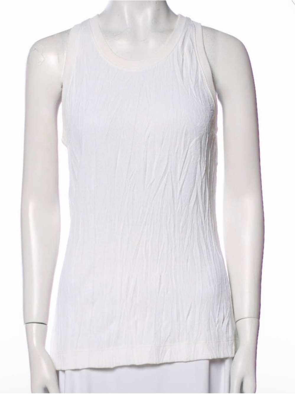 Helmut Lang White Ribbed Crewneck Tank